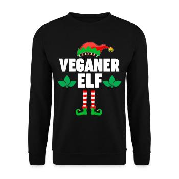 Weinachten Weihnachtself Veganer Elf Elfen - Unisex Pullover - Schwarz - Vorne - Alina (178cm) & Michal (187cm)