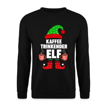Weinachten Weihnachtself Kaffee Elf Elfen - Unisex Pullover - Schwarz - Vorne - Alina (178cm) & Michal (187cm)