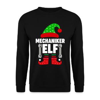Weinachten Weihnachtself Mechaniker Elf Elfen - Unisex Pullover - Schwarz - Vorne - Alina (178cm) & Michal (187cm)
