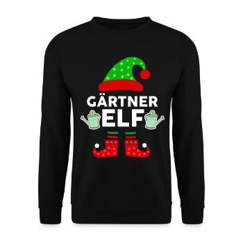 Weinachten Weihnachtself Gärtner Elf Elfen - Unisex Pullover - Schwarz - Vorne - Alina (178cm) & Michal (187cm)