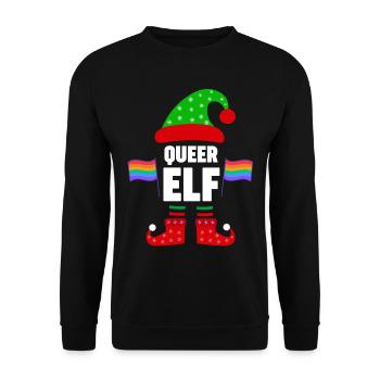 Weinachten Weihnachtself LGBTQ Queer Elf Elfen - Unisex Pullover - Schwarz - Vorne - Alina (178cm) & Michal (187cm)