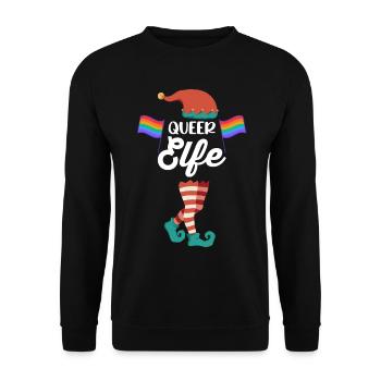 Weinachten Weihnachtself LGBTQ Queer Elfe Elfen - Unisex Pullover - Schwarz - Vorne - Alina (178cm) & Michal (187cm)