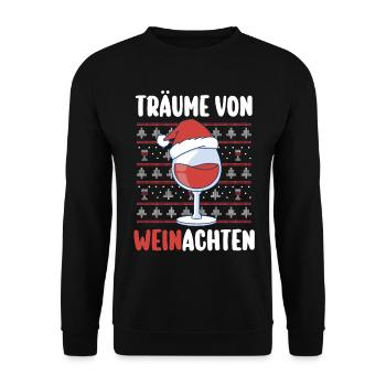 Weihnachtsmann Wein Weihnachten - Unisex Pullover - Schwarz - Vorne - Alina (178cm) & Michal (187cm)