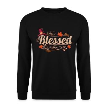 Béni avec un chapeau de pèlerin pour Thanksgiving - Sweat-shirt Unisexe - noir - Devant - Alina (178cm) & Michal (187cm)