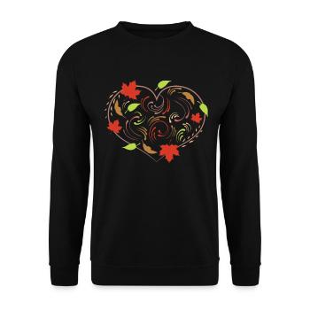 Autumn Leaves And Ornaments For A Heart On - Unisex Sweatshirt - black - Front - Alina (178cm) & Michal (187cm)