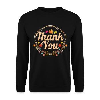 Thank You Wreath From Branches Autumn Thanksgiving - Unisex Pullover - Schwarz - Vorne - Alina (178cm) & Michal (187cm)