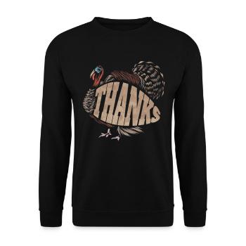 Big Turkey dit merci pour Thanksgiving - Sweat-shirt Unisexe - noir - Devant - Alina (178cm) & Michal (187cm)