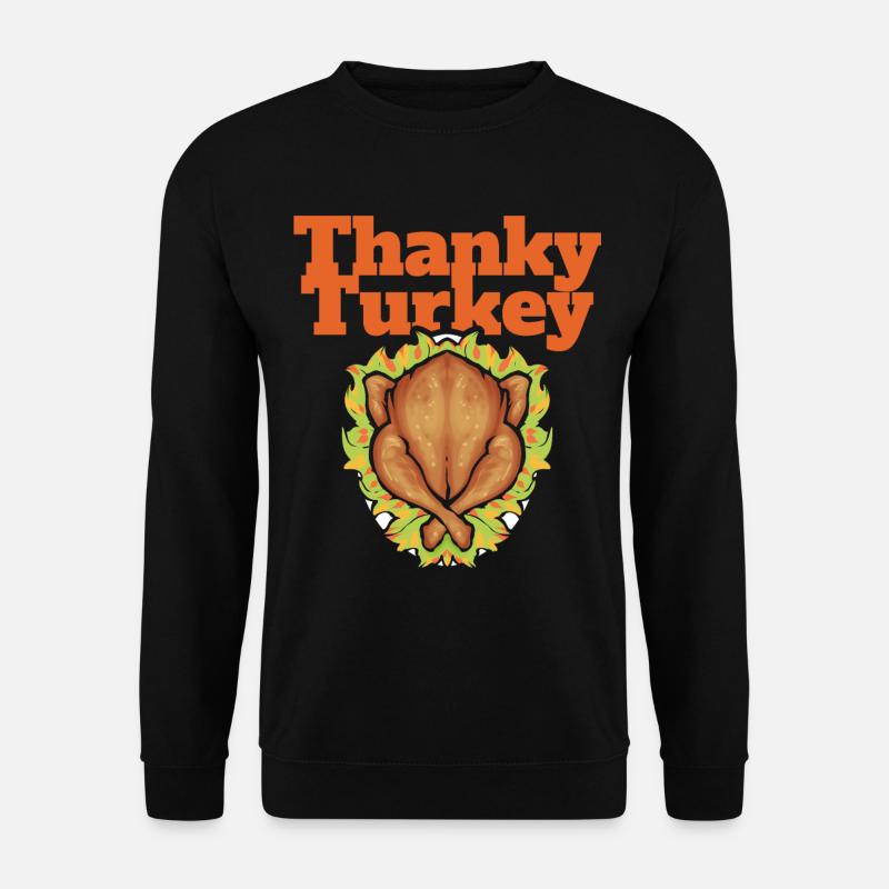 Thanky Turkey Roasted Turkey On Plate Thanksgiving - Unisex Sweatshirt - black