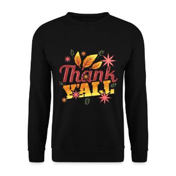 Thank Y'ALL Thank You All Leaves Logo Thanksgiving - Unisex Sweatshirt - black - Front - Alina (178cm) & Michal (187cm)