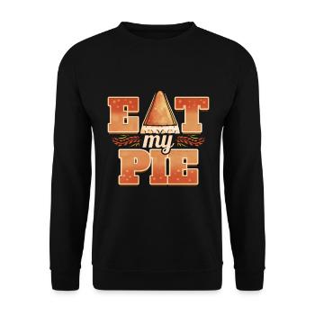 Eat My Pie Pumpkin Pie Piece Thanksgiving - Unisex Pullover - Schwarz - Vorne - Alina (178cm) & Michal (187cm)