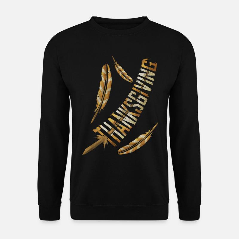 Big Brown Turkey Feathers Thanksgiving - Unisex Pullover - Schwarz