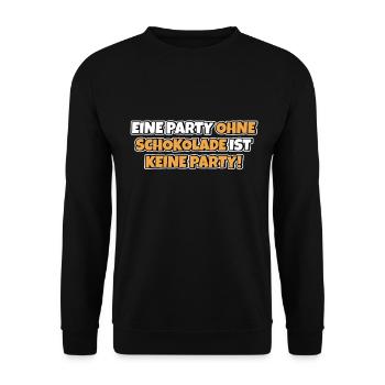 Ohne Schokolade keine Party Lustiger Spruch Witz - Unisex Pullover - Schwarz - Vorne - Alina (178cm) & Michal (187cm)