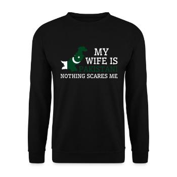 Nothing Scares Me Pakistani Wife Pakistan - Unisex Sweatshirt - black - Front - Alina (178cm) & Michal (187cm)