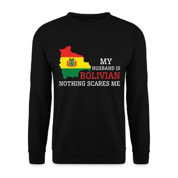 Nothing Scares Me Bolivian Husband Bolivia - Unisex Sweatshirt - black - Front - Alina (178cm) & Michal (187cm)