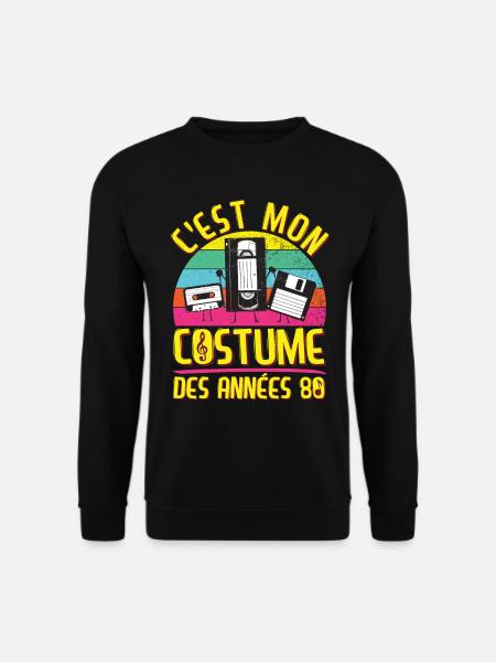 Années 80 Costume des 80s Disco Deguisement Tenue - Sweat-shirt Unisexe - noir