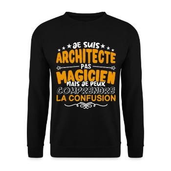 Architecte | Architecte pas Magicien | Meilleur Ar - Sweat-shirt Unisexe - noir - Devant - Alina (178cm) & Michal (187cm)