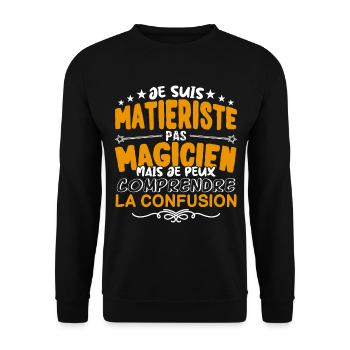 Matieriste | Matieriste pas Magicien | Meilleur Ma - Sweat-shirt Unisexe - noir - Devant - Alina (178cm) & Michal (187cm)