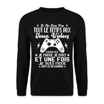 Je ne joue pas tout le temps aux jeux vidéos - Sweat-shirt Unisexe - noir - Devant - Alina (178cm) & Michal (187cm)