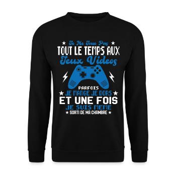 Je ne joue pas tout le temps aux jeux vidéos - Sweat-shirt Unisexe - noir - Devant - Alina (178cm) & Michal (187cm)