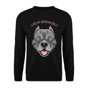 Dog Lover - I Love My American Bully - Unisex Pullover - Schwarz - Vorne - Alina (178cm) & Michal (187cm)