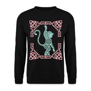Year of the Monkey, Chinese Horoscope China - Unisex Sweatshirt - black - Front - Alina (178cm) & Michal (187cm)