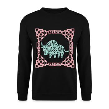 Year of the Ox, Chinese Horoscope China - Unisex Sweatshirt - black - Front - Alina (178cm) & Michal (187cm)