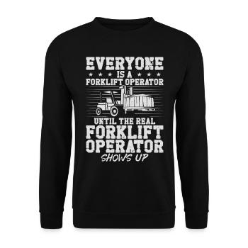 Certified Forklift Truck Operator - Unisex Pullover - Schwarz - Vorne - Alina (178cm) & Michal (187cm)