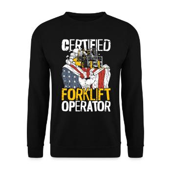 Certified Forklift Truck Operator - Unisex Pullover - Schwarz - Vorne - Alina (178cm) & Michal (187cm)