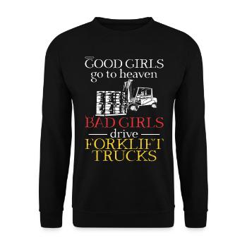 Certified Forklift Truck Operator - Unisex Pullover - Schwarz - Vorne - Alina (178cm) & Michal (187cm)