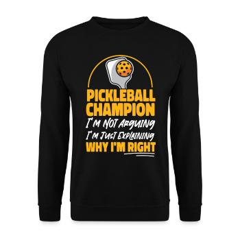 Pickleball Pickleball Champion I'm - Unisex Pullover - Schwarz - Vorne - Alina (178cm) & Michal (187cm)