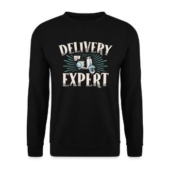 Delivery Expert Food Rider Job Work - Unisex Sweatshirt - black - Front - Alina (178cm) & Michal (187cm)