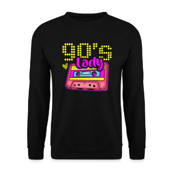 90er Lady Neunziger Dekade 1990 Vintage 90er Party - Unisex Pullover - Schwarz - Vorne - Alina (178cm) & Michal (187cm)