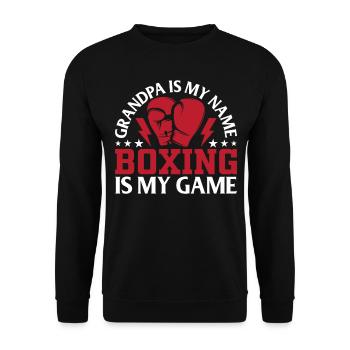 Boxing Grandpa est mon nom La boxe est mon jeu - Boxi - Sweat-shirt Unisexe - noir - Devant - Alina (178cm) & Michal (187cm)