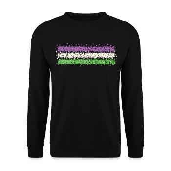 Genderqueer Genderfluid Nonbinary Flagge Queer - Unisex Pullover - Schwarz - Vorne - Alina (178cm) & Michal (187cm)