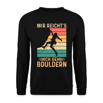 Bouldern Retro Berg Klettern Mir Reicht's ich geh - Unisex Pullover - Schwarz - Vorne - Alina (178cm) & Michal (187cm)