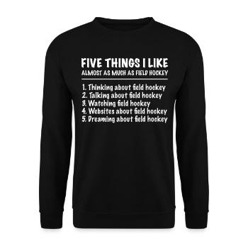 Feldhockey Geschenkidee Für Feldhockeyspieler - Unisex Pullover - Schwarz - Vorne - Alina (178cm) & Michal (187cm)