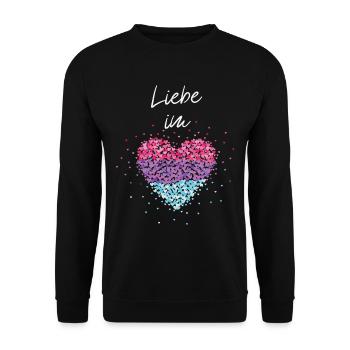 Love in the Heart Bisexual Bisexuality Flag Homo - Unisex Sweatshirt - black - Front - Alina (178cm) & Michal (187cm)
