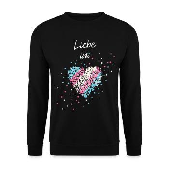 Liebe im Herz Transgender Transsexuell Trans - Unisex Pullover - Schwarz - Vorne - Alina (178cm) & Michal (187cm)