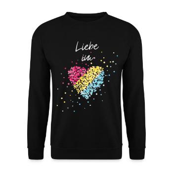 Love in the heart Pansexual community Pansexual - Unisex Sweatshirt - black - Front - Alina (178cm) & Michal (187cm)