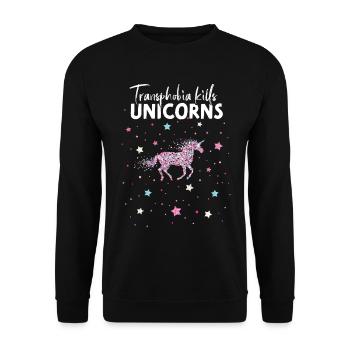Unicorn Transgender Transsexual Transphobia - Unisex Sweatshirt - black - Front - Alina (178cm) & Michal (187cm)