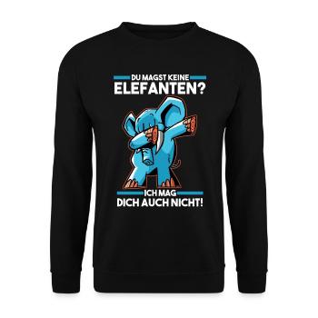 Dickhäuter Rüsseltier Dabbing Elefant - Unisex Pullover - Schwarz - Vorne - Alina (178cm) & Michal (187cm)
