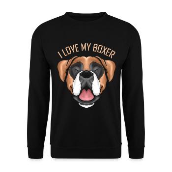 Dog Lover - I Love My Boxer - Unisex Pullover - Schwarz - Vorne - Alina (178cm) & Michal (187cm)