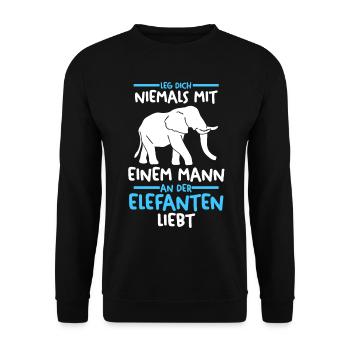 Dickhäuter Rüsseltier Elefant - Unisex Pullover - Schwarz - Vorne - Alina (178cm) & Michal (187cm)