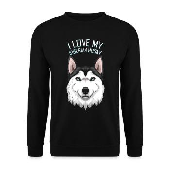 Dog Lover - I Love My Siberian Husky - Unisex Pullover - Schwarz - Vorne - Alina (178cm) & Michal (187cm)