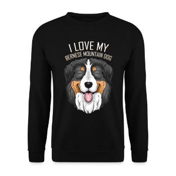 Dog Lover - I Love My Bernese Mountain Dog - Unisex Pullover - Schwarz - Vorne - Alina (178cm) & Michal (187cm)