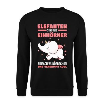 Dickhäuter Rüsseltier Einhorn Elefant - Unisex Pullover - Schwarz - Vorne - Alina (178cm) & Michal (187cm)