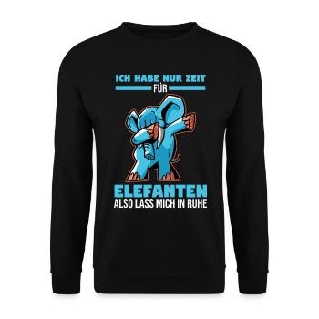 Dickhäuter Rüsseltier Elefant - Unisex Pullover - Schwarz - Vorne - Alina (178cm) & Michal (187cm)