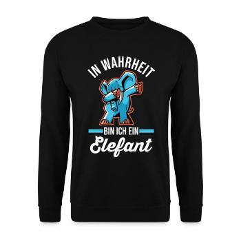 Dabbing Dickhäuter Rüsseltier Elefant - Unisex Pullover - Schwarz - Vorne - Alina (178cm) & Michal (187cm)