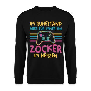 Ruhestand Rentner Gaming Zocken Zocker Gamer - Unisex Pullover - Schwarz - Vorne - Alina (178cm) & Michal (187cm)