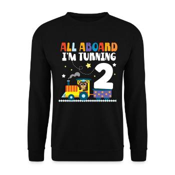 2 birthday All Aboard in tuning 2 2 years - Unisex Sweatshirt - black - Front - Alina (178cm) & Michal (187cm)